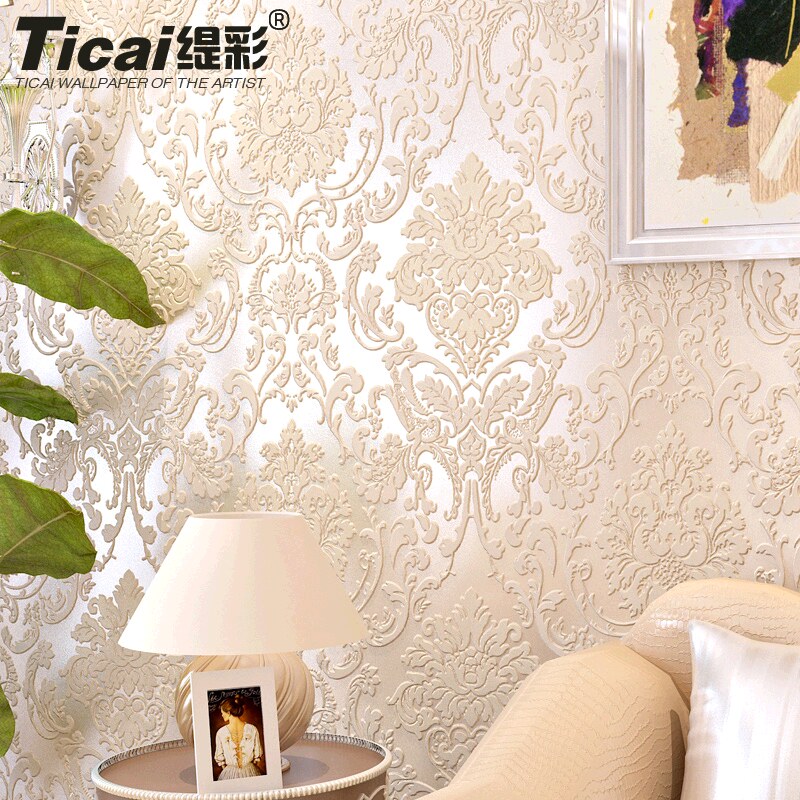 European style Damascus non-woven wallpaper living room TV background study bedroom bedroom wallpaper 3D stereo