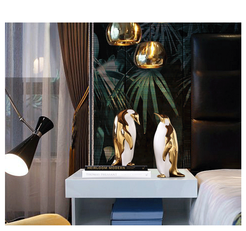 Boreal Europe style gold furnishing articles household ceramics penguins living room TV ark, wine cabinet office decoration