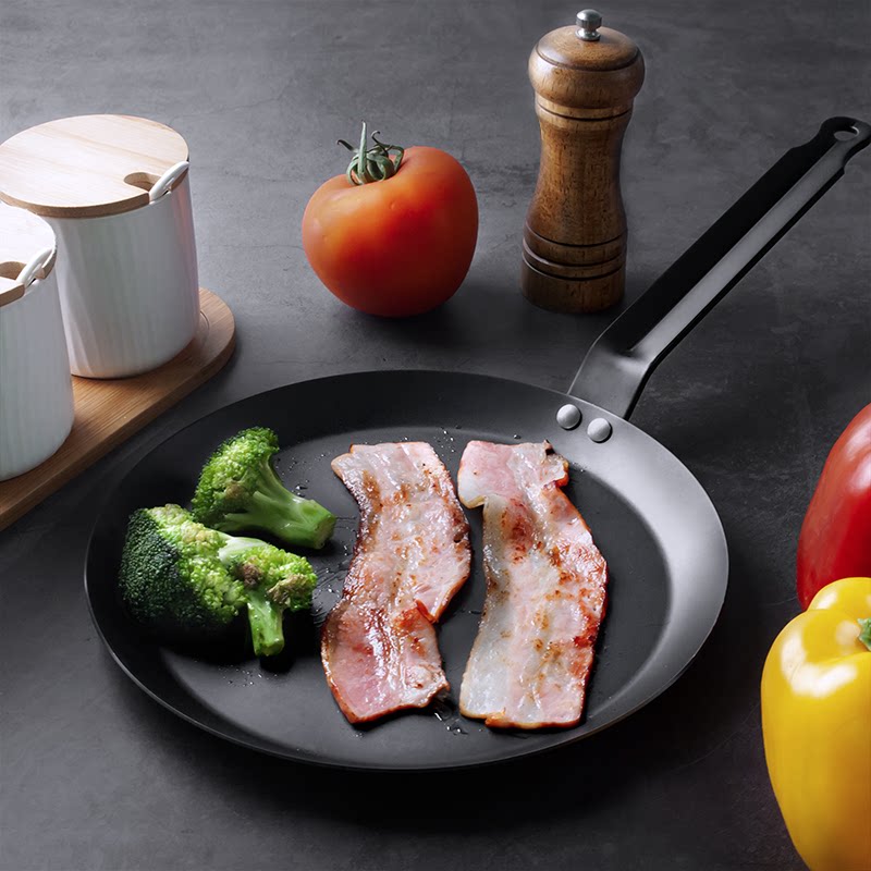Canon Bao Cooked Iron Pan Without Coating Flat Bottom Pan Non-stick Frying Pan Steak Pan pancake pan Pancake Pan already open pan iron pan