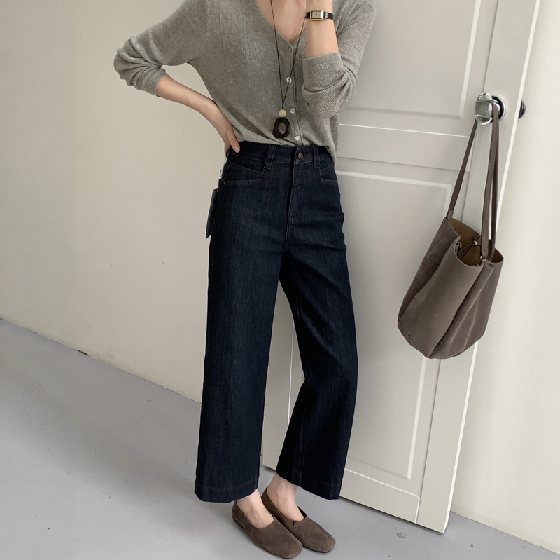 Babu Jeans for Women 86632 Kabu 2026 Autumn New High-Waisted Slimming Meteorite Gray Cropped Granny Pants