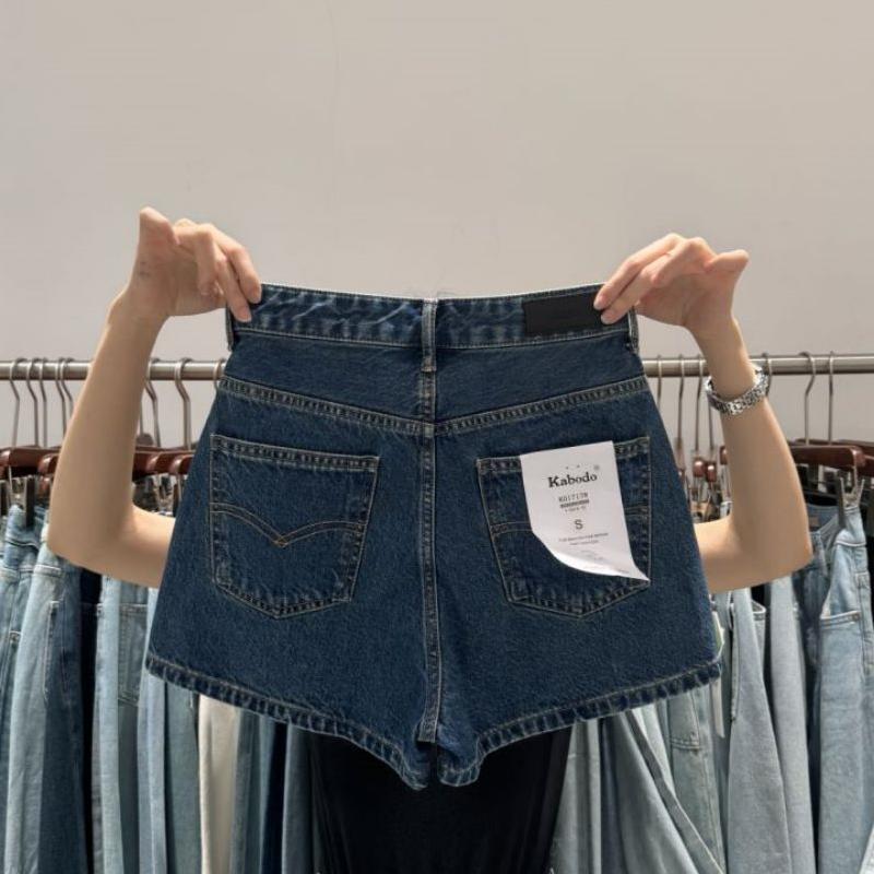 Kabodo Babu Denim Shorts 01717 Dark Blue Kabu 2026 Summer High-Waisted Slimming A-Line Hot Pants Kabodo Babu Denim Shorts 01717 Dark Blue Kabu 2026 Summer High-Waisted Slimming A-Line Hot Pants