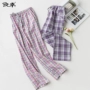 Chúc may mắn mùa hè mới cho phụ nữ quần pyjama cotton tie quần Nhật Bản cô gái kẻ sọc phục vụ nhà quần 1570 quần gió nam