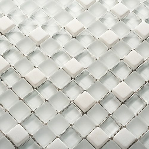 KASARO Белая стеклянная мраморная мозаика, самоклеющаяся головоломка на стену