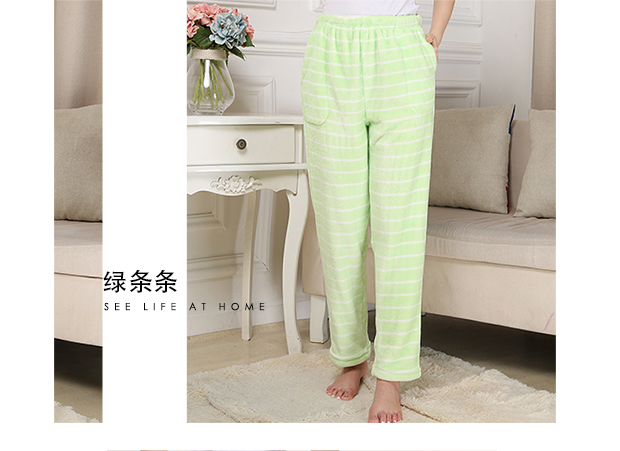 Quần flannel mùa đông của phụ nữ dày lên nhà ấm áp lông cừu san hô lỏng quần cộng với nhung XL mùa xuân và mùa thu quần thể thao nam