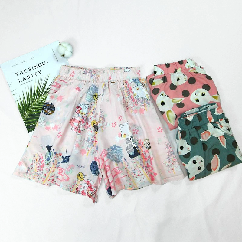 Ưu đãi đặc biệt giải phóng mặt bằng mùa hè quần pyjama cotton nhân tạo nữ quần short mỏng cotton lụa cotton lụa mặc nhà quần cotton lụa - Quần tây