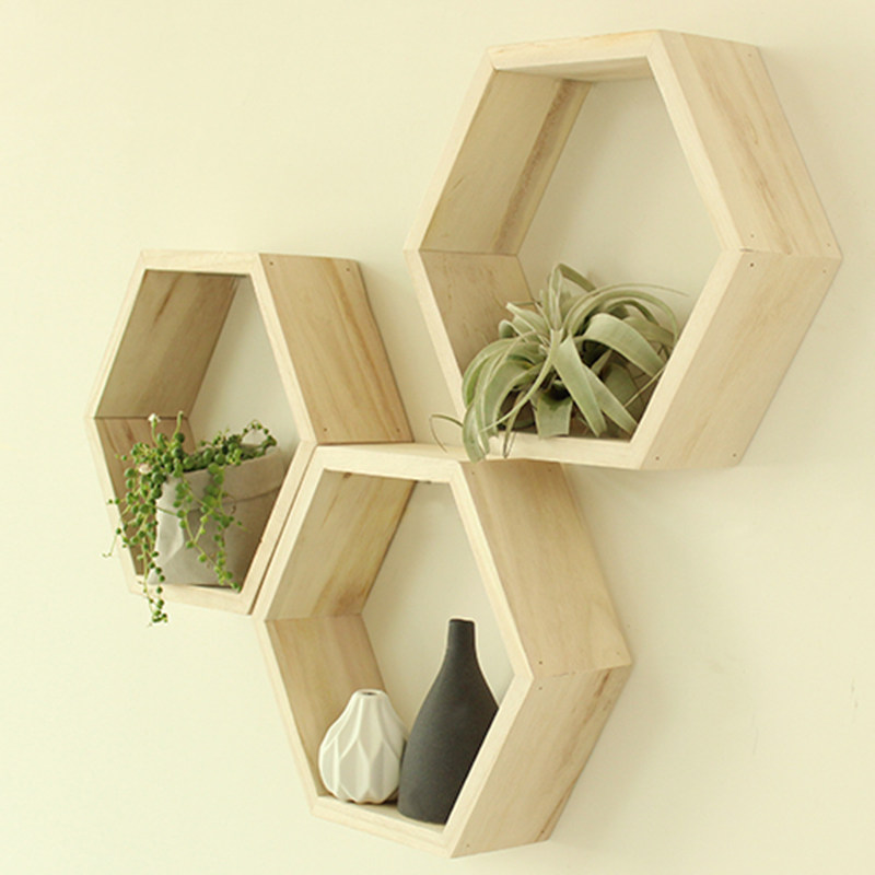 Solid wood wall rack combination wall wall wall rack living room bedroom sofa background