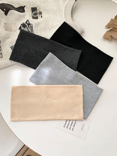 Korean Style Pure Color Pure Cotton Knitted Headband for Women in Autumn and Winter Outdoor Fitness Yoga Running Sports Sweat-Absorbent Hair Accessories Headband