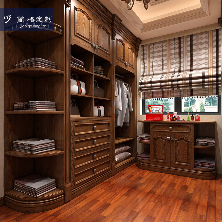 Jane grid whole house custom overall wardrobe ash willow solid wood walk-in wardrobe bedroom residential log custom