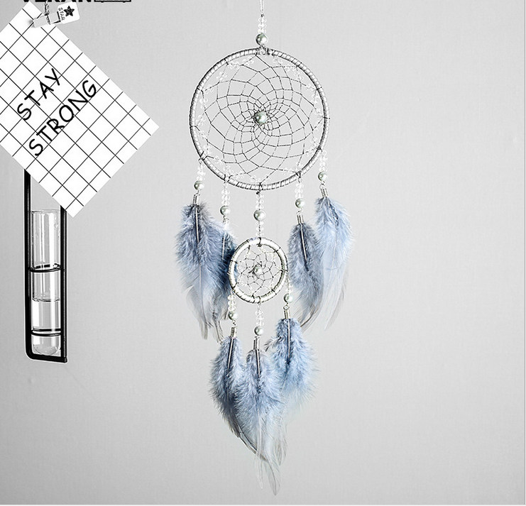 dream catcher Indian dream catcher gift pendant handmade birthday gift gray two circles