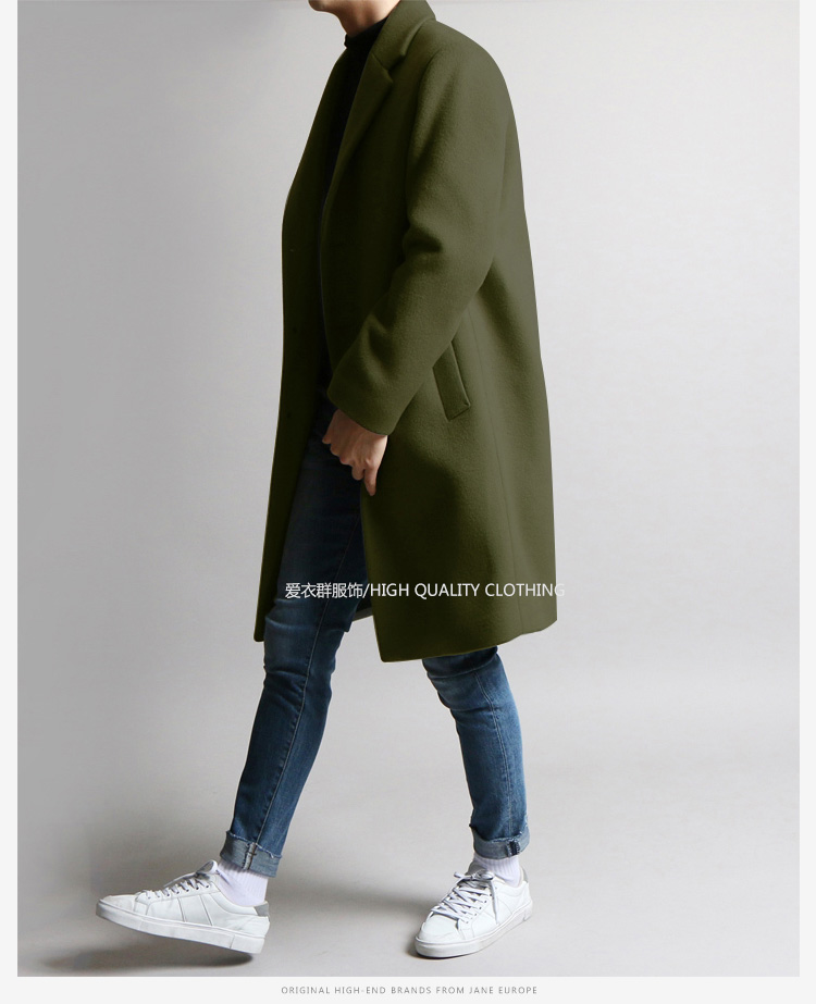 2017 mùa thu và mùa đông Hàn Quốc phiên bản mới áo len nam dài phần thanh niên áo gió dày len cashmere coat