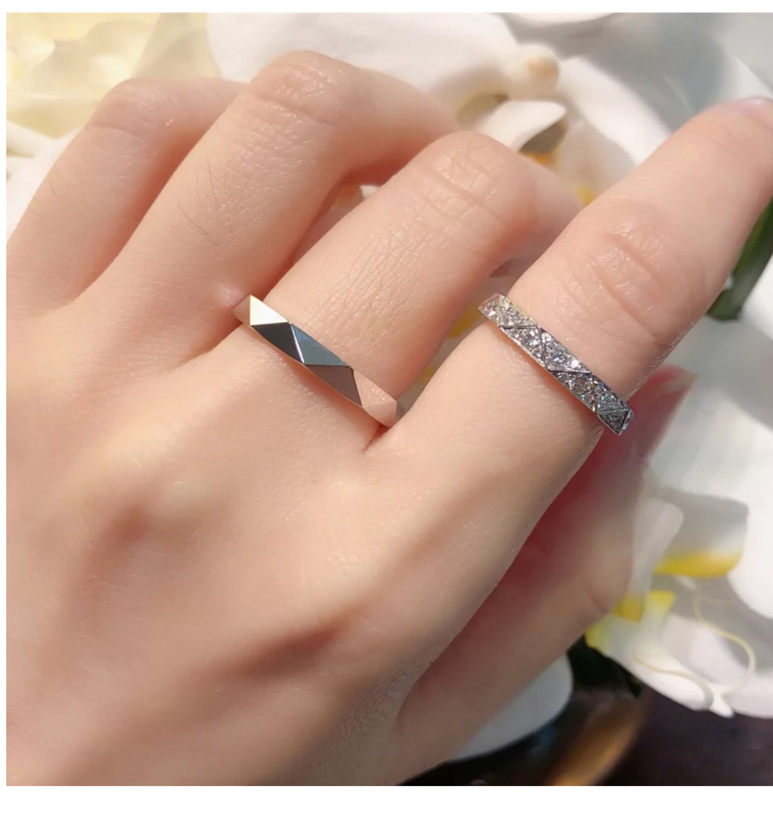 Кольцо 情侣戒指一对闭口结婚纯银18k玫瑰金订婚定制男女轻奢高级感对戒 Other home