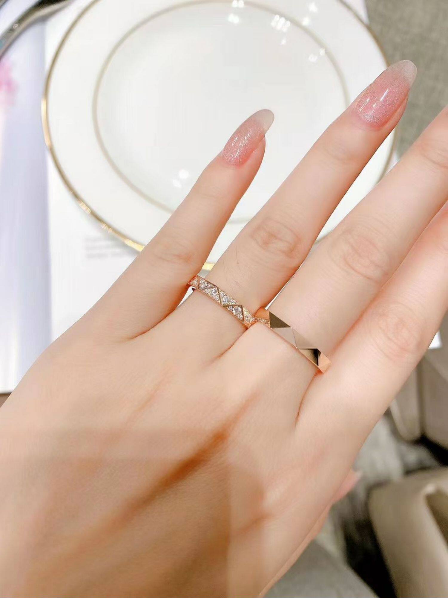Кольцо 情侣戒指一对闭口结婚纯银18k玫瑰金订婚定制男女轻奢高级感对戒 Other home