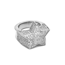 3D star ring full diamond five-pointed star ring men and women hip-hop European and American trend ice out hiphop