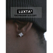 S925 Zircon Earrings sterling silver round drill square drill flying saucer buckle Earrings male and female hiphop Zircon