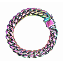 Aurora Cuban bracelet Aurora magic Cuban bracelet colorful chain color gold-plated hip hop ins