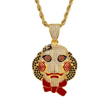 6ix9ine ghost face man chainsaw horror drip oil zircon doll mask European and American trend hip-hop pendant jewelry