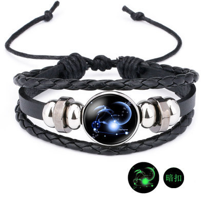 Vòng tay 12 chòm sao Sen phiên bản nam Hàn Quốc của cặp đôi cá tính đơn giản retro thời trang nữ sinh viên vòng tay kim cương