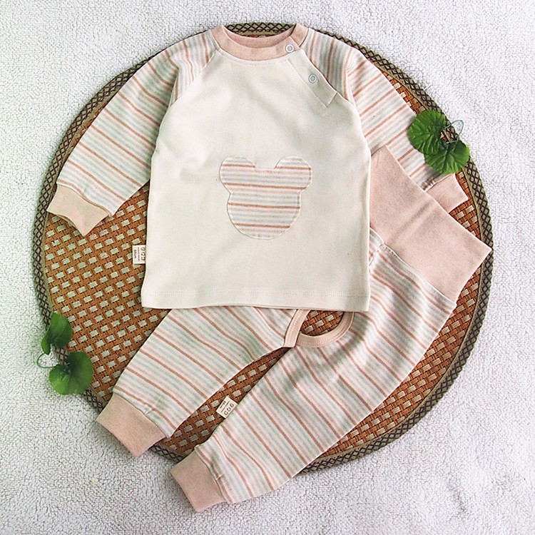 Bộ đồ lót cotton hữu cơ cho bé màu sắc quần áo mùa thu 2 bộ mùa xuân và mùa đông mới quần lót bé gái