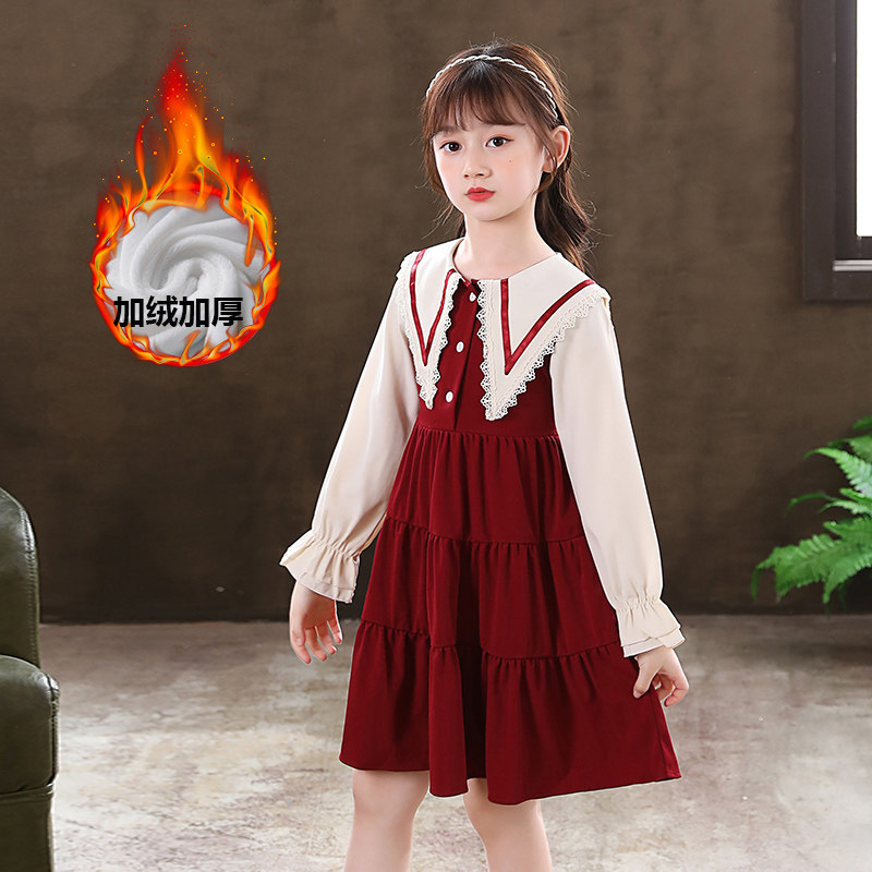 Girl Winter Clothing Dress Children Loretta Dresses Winter Long Sleeves Winter Style Princess Dresses Cashmere Winter Dress Women's Winter Dress