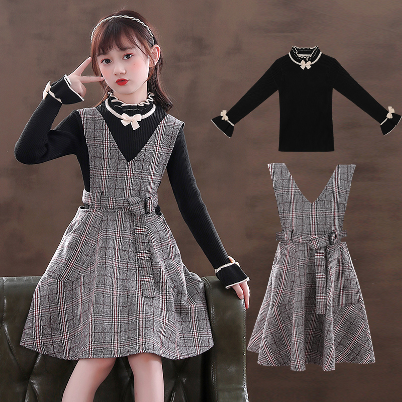 Girls Winter Dress Winter Princess Dress 2021 New style Children's Skirt Children's Skirt Autumn Winter Set Winter