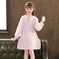 Girls winter dress 2021 New style childrens dress autumn and winter plus velvet children princess dress small fragrant style childrens clothing winter