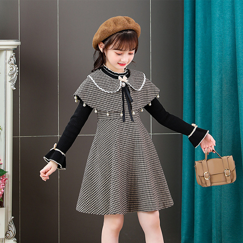 Girls' winter suit 2022 new foreign style children's dress middle and big children's college style two-piece girl skirt winter