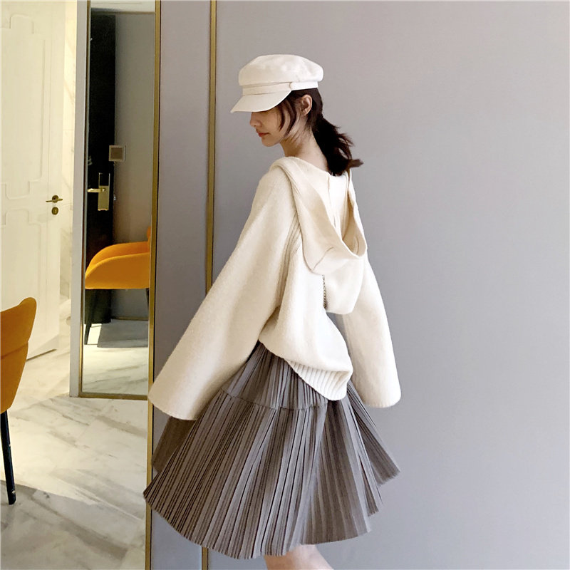 Even hat black wool cashmere large size coat sweater wool weaselwear outside wearing loose levee 2022 new female