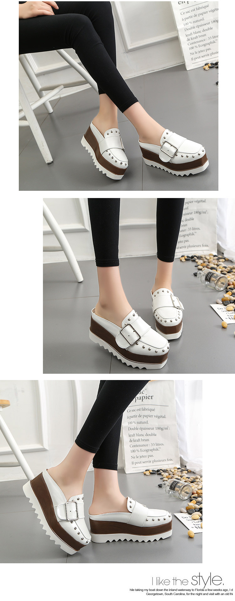Dép nữ kiểu Anh retro 2019 xuân hè mới thời trang hoang dã nêm đáy dày với một nửa dép baotou và dép dép kẹp nữ