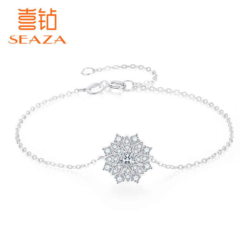 Happy diamond white 18K gold hand female exquisite pattern diamond hand seiko inlay jewelry hand decoration real diamond new