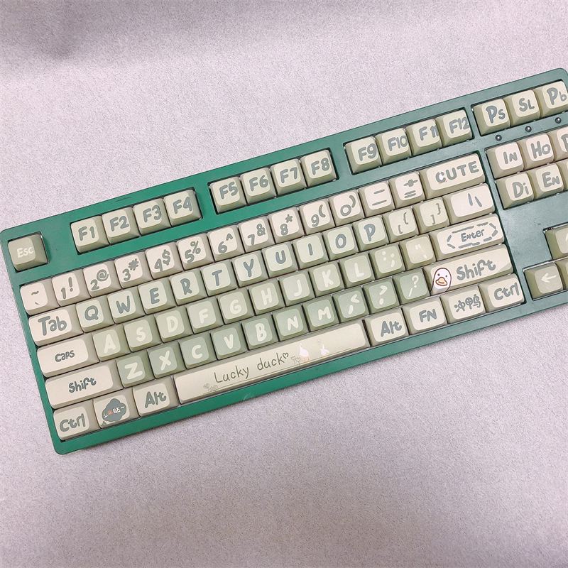 ins Spring Outing Duck Theme Cute Keycaps Sublimation Xda Original Cartoon Duck 122-Key Compatible with Mechanical Keyboard