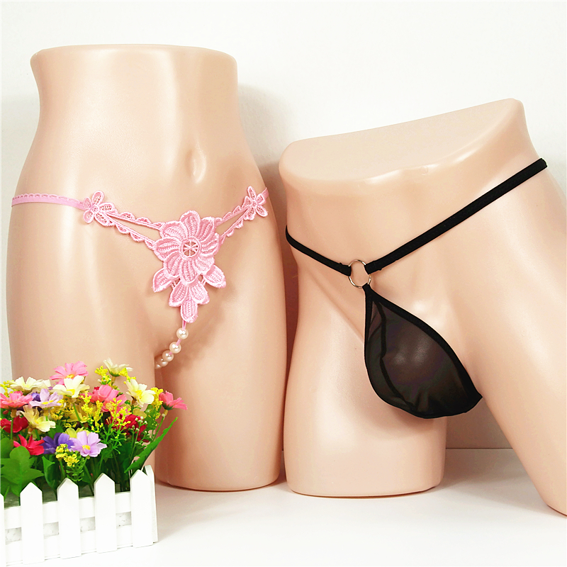 Nam giới và phụ nữ sexy vài đồ lót thiết lập lưới đầy đủ minh bạch thongs lông niềm đam mê đồ lót ngọc trai cám dỗ người yêu