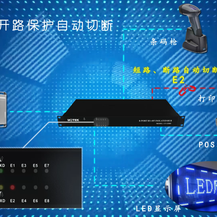 工业控界“神器”来了！宇泰UT-1208U 8口RS485集线器，一机完毕多硬件通信情况⚡️