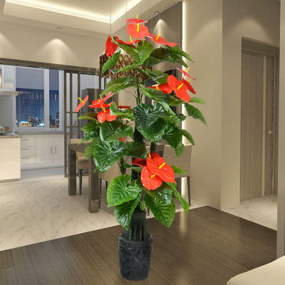 Artificial plant garden, floor-standing anthurium flower art, plastic decoration, artificial flower bonsai, living room, large potted artificial green plants