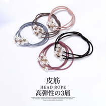 Three layers of high elastic durable leather band strong pull constantly tie hair Hairband female simple head rope hair rope hair accessories headwear