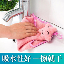 Hanging coral velvet towel kitchen cleaning towel non-hair absorbent rag dish cloth cute cleaning cloth