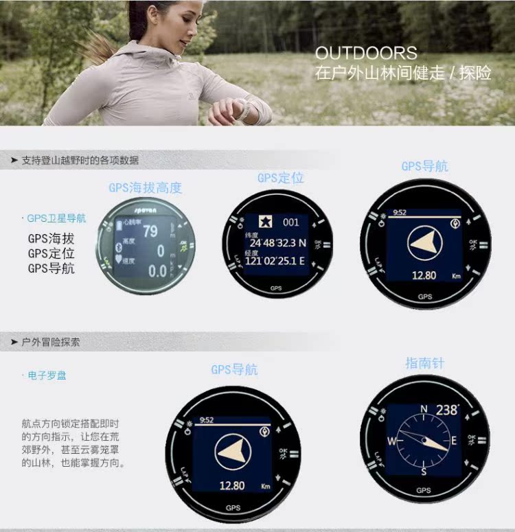 Độ cao leo núi la bàn cưỡi chạy bơi nhịp tim ngoài trời đa chức năng GPS Beidou sắt ba đồng hồ - Giao tiếp / Điều hướng / Đồng hồ ngoài trời đồng hồ hàn quốc