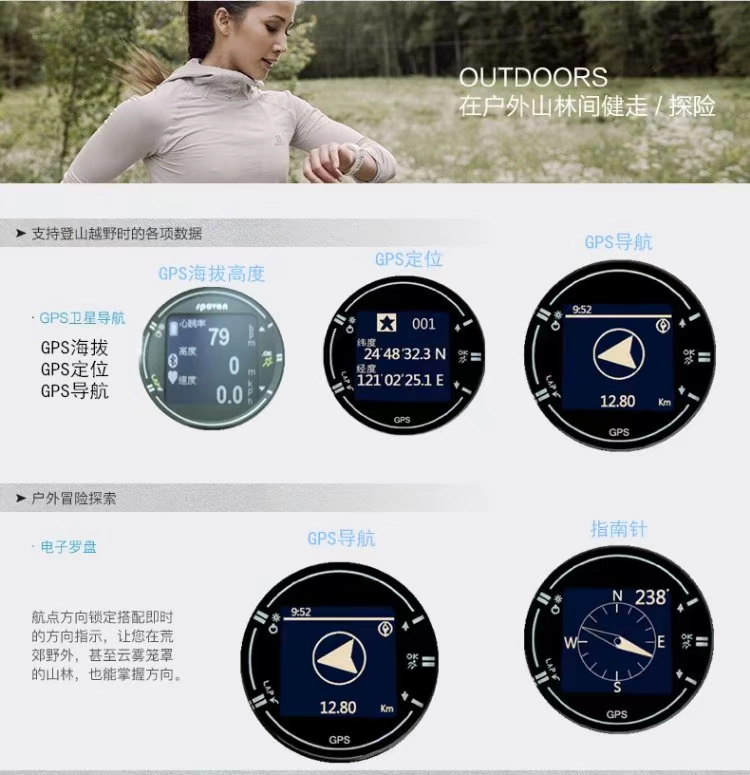 Độ cao leo núi la bàn cưỡi chạy bơi nhịp tim ngoài trời đa chức năng GPS Beidou sắt ba đồng hồ - Giao tiếp / Điều hướng / Đồng hồ ngoài trời đồng hồ casio wr50m