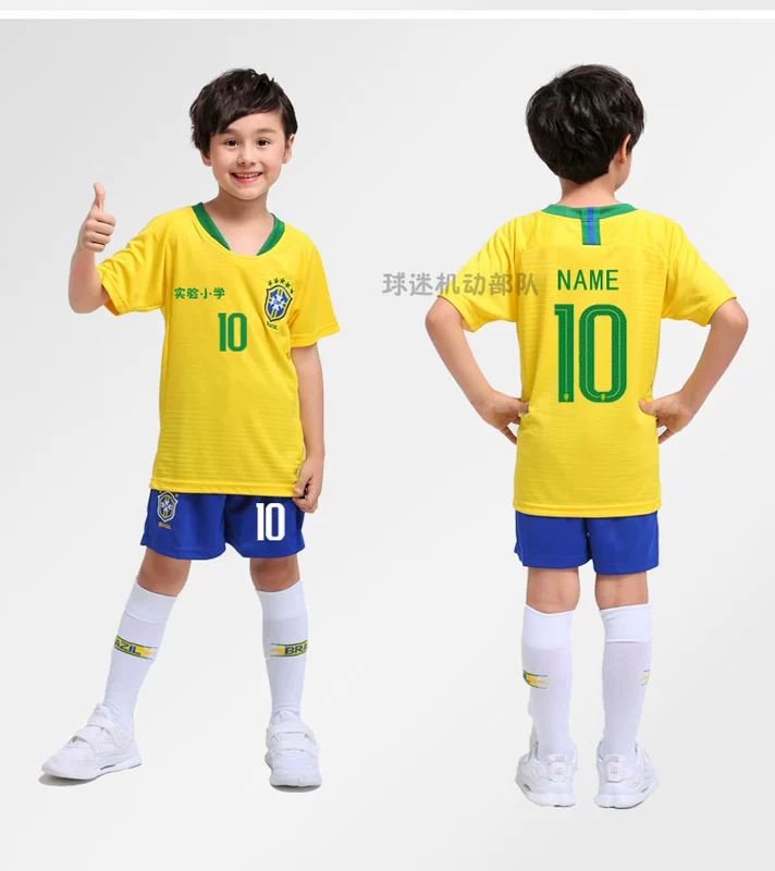 Quần áo bóng đá trẻ em Trung Quốc Brazil đội Pháp Argentina cậu bé học sinh nữ đào tạo quần áo mùa xuân và mùa hè - Bóng đá