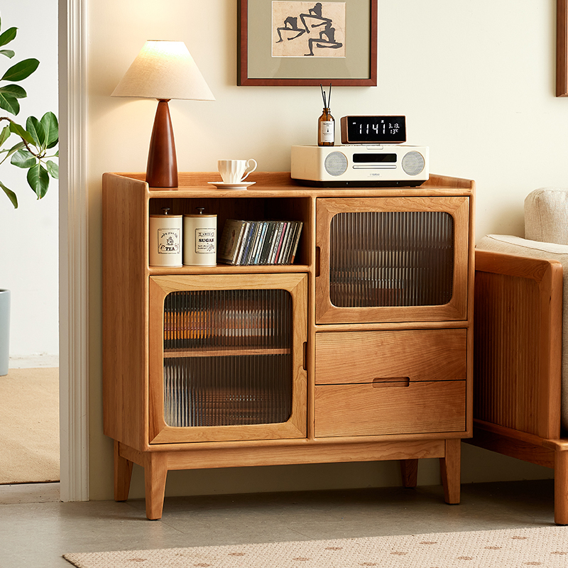 Chunmo Sideboard Cherry Wood Sideboard Solid Wood Storage Cabinet Vintage Entryway Cabinet Nordic Style Japanese Tea Cabinet
