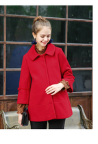 Pregnant womens clothing autumn and winter clothing pregnant womens short warm thick coat woolen coat red festive