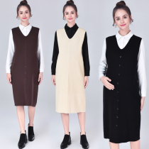 Pregnant womens clothing 2020 autumn and winter New pregnant womens long sleeveless Joker sweater bottoming dress vest tide