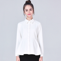 Pregnant womens clothing autumn and winter pregnant womens white long-sleeved shirt professional work interview tooling thick shirt tide