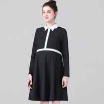 Pregnancy Woman Dress 2022 Spring Dress New Pregnant Woman With Dress Woman Commuter Professional Work Tooling Mid-Length Long Sleeve Blouse