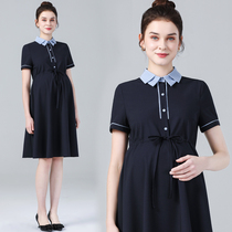 Gestational Woman Dress 2022 Summer Dress New Short Sleeve Pregnant Woman With Dress Woman Commute Professional Interview To Work Tooling A Skirt