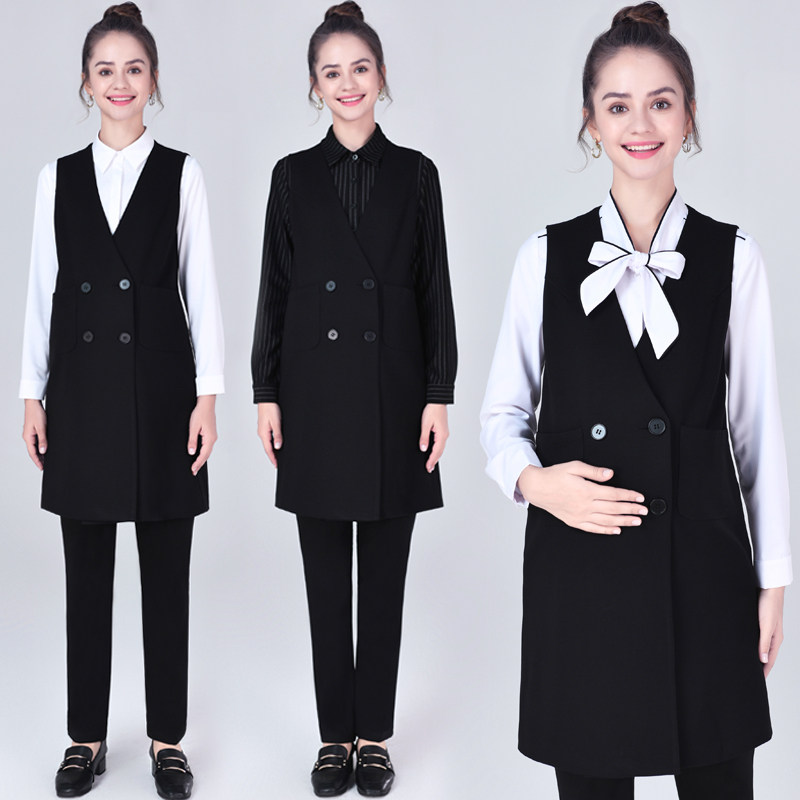 Maternity Wear 2020 Autumn Dress New Maternity Vest Female Sleeveless Versatile Career Interview WorkWear Work Clip Set