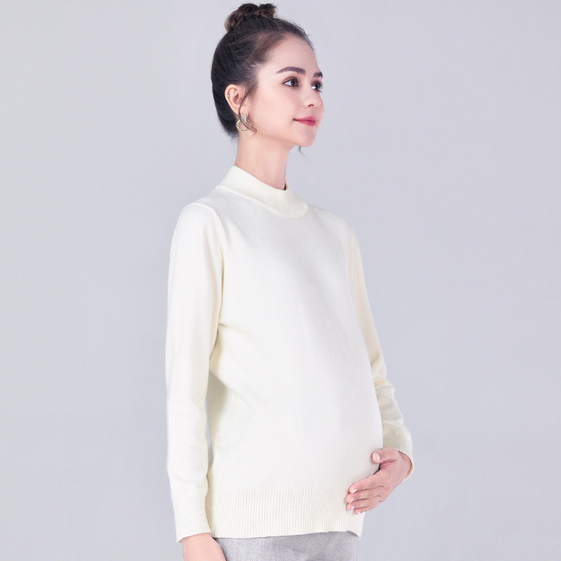 Pregnancy Woman Dress Autumn Winter Clothing Pregnant Women Sweaters Women's Regular Cash Jersey Bottom Sweater 100 Hitch Fur Line Blouses High Neckline
