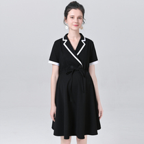 Maternity dress 2020 Summer new long short sleeve pregnant woman dress women suit collar work professional business skirt
