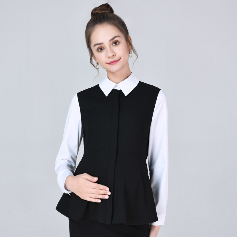 Maternity dress 2020 spring and autumn new maternity shirt women's autumn long sleeve business career interview work tooling shirt