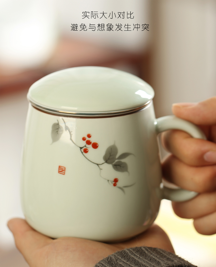 Ceramic keller with cover office personal special filter separation female red lovely cup tea tea cup