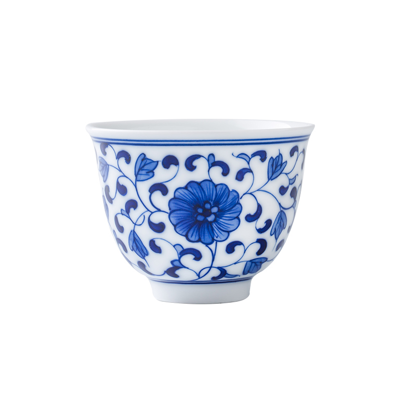 . Poly real scene hand blue and white porcelain of jingdezhen ceramic cups kung fu small single CPU master cup tea tea cups